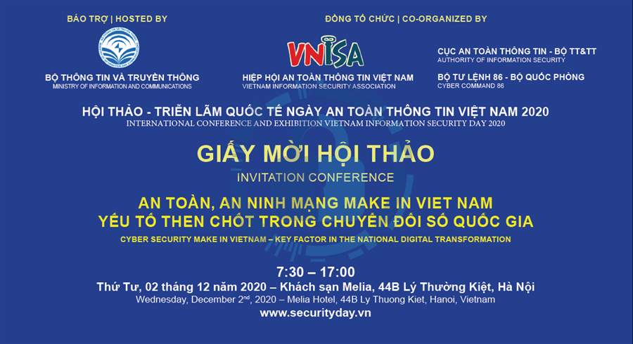 Sắp diễn ra Hội thảo - Triển lãm Quốc tế Ngày An toàn thông tin Việt Nam 2020